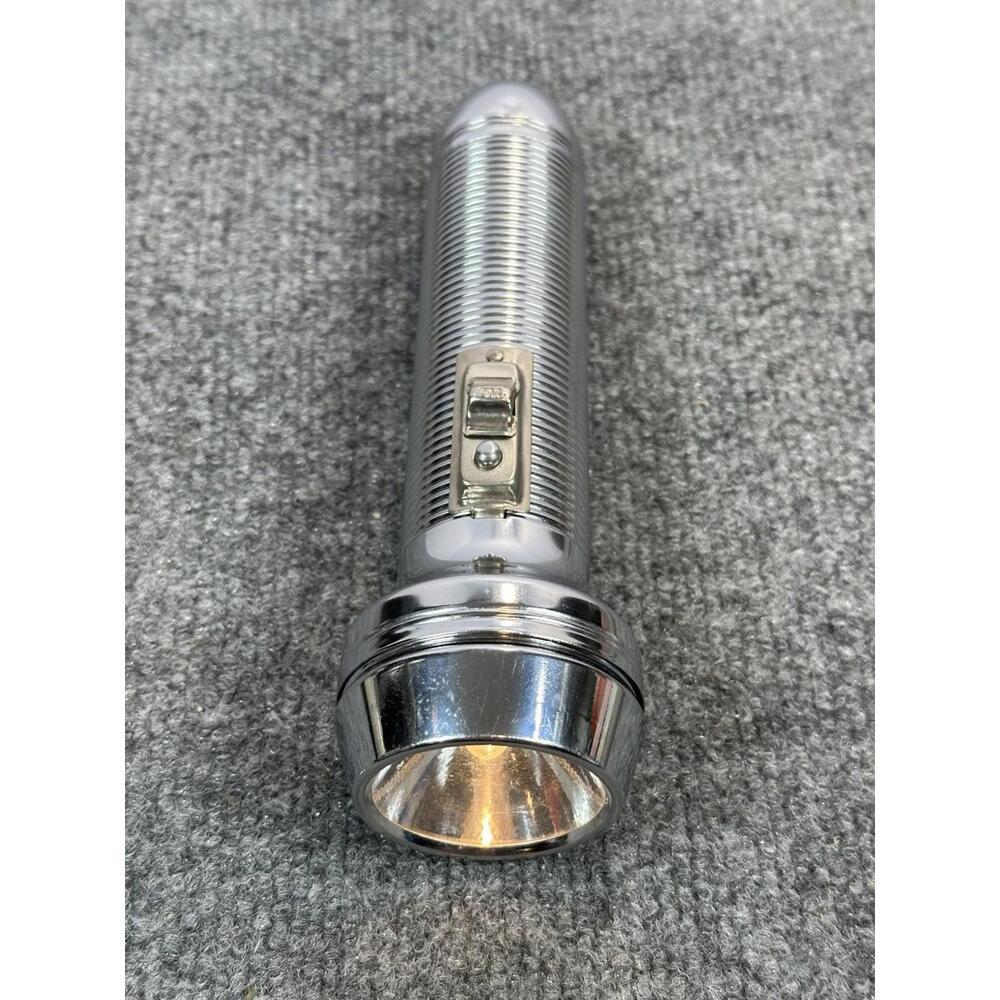 Vintage Metal‎ 8” Torpedo Bullet Shaped Chrome Flashlight Made In USA 1